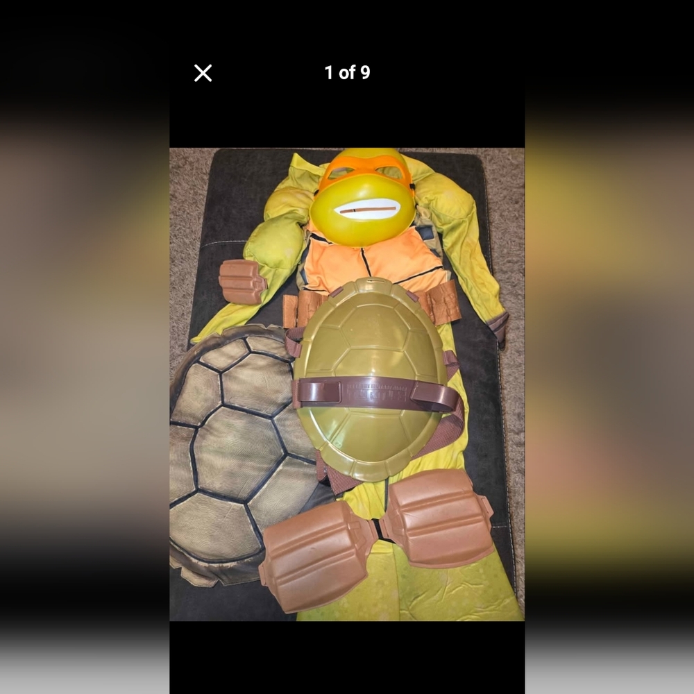 Nickelodeon Ninja Turtle Costume with Green and Brown Shell